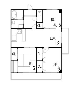 レジデンス芦屋(3LDK/2階)の間取り写真