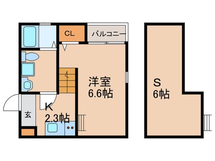 アクアリウスII(1SK/2階)の間取り写真