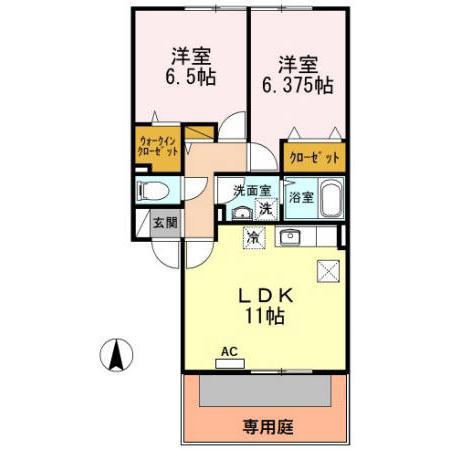 パークサイドM・Y(2LDK/1階)の間取り写真