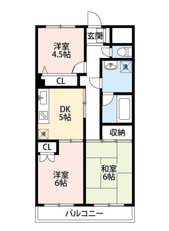 クレアンヌーブ(3DK/4階)の間取り写真