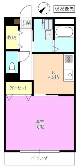 VIEW CREST(1K/2階)の間取り写真