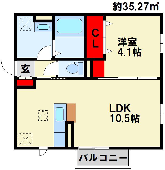 トレス若園館(1LDK/1階)の間取り写真