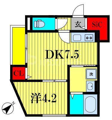 サンヒロ南流山(1LDK/3階)の間取り写真