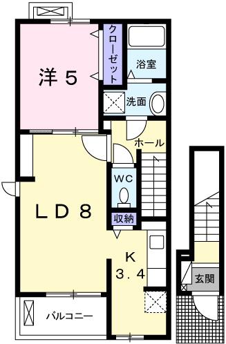 ボニート(1LDK/2階)の間取り写真