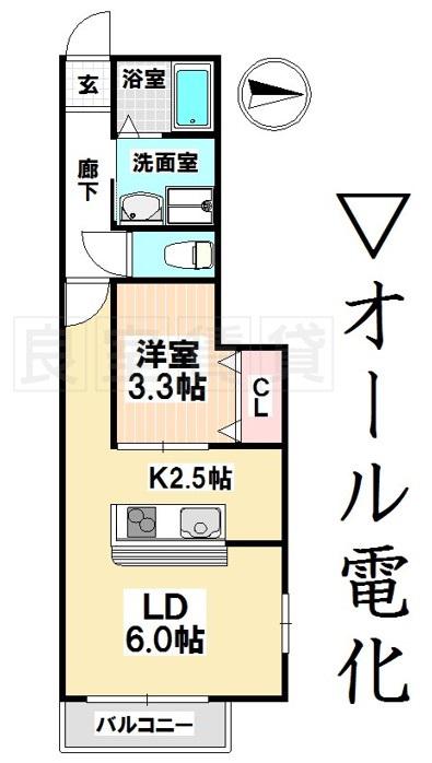 ハウス北原(1LDK/1階)の間取り写真