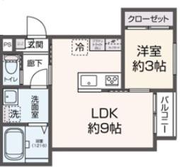 DELICA花畑(1LDK/1階)の間取り写真