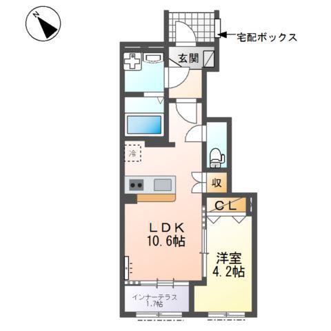 津市久居相川町 II期工事(1LDK/1階)の間取り写真