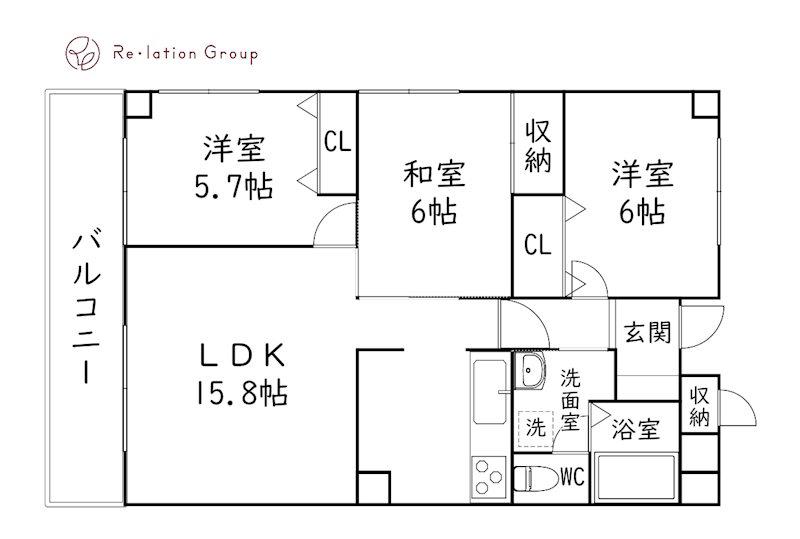 ライフ第5マンション大平台(3LDK/1階)の間取り写真