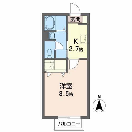 サンシャインSATO VI(1K/2階)の間取り写真