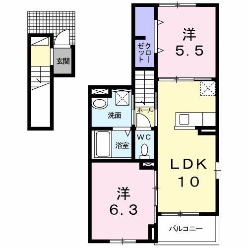 フレーシア(2LDK/2階)の間取り写真