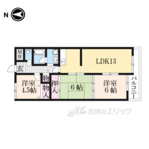 キャピタル新大宮(3LDK/6階)の間取り写真