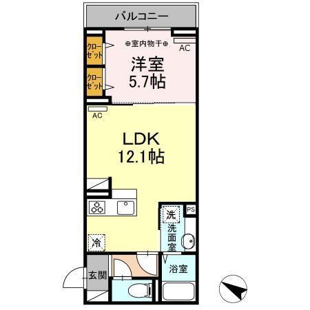 セレスティア北烏山(1LDK/2階)の間取り写真