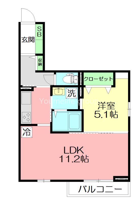 ソレイユ(1LDK/3階)の間取り写真