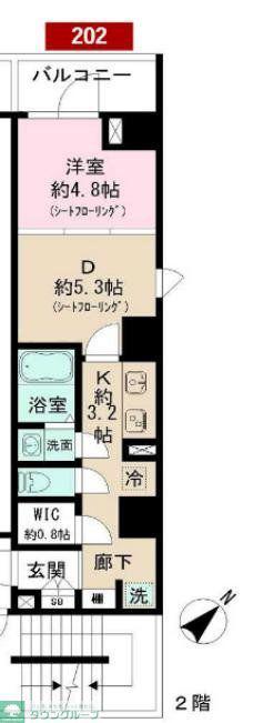 ショコラスイート東日本橋(1DK/2階)の間取り写真