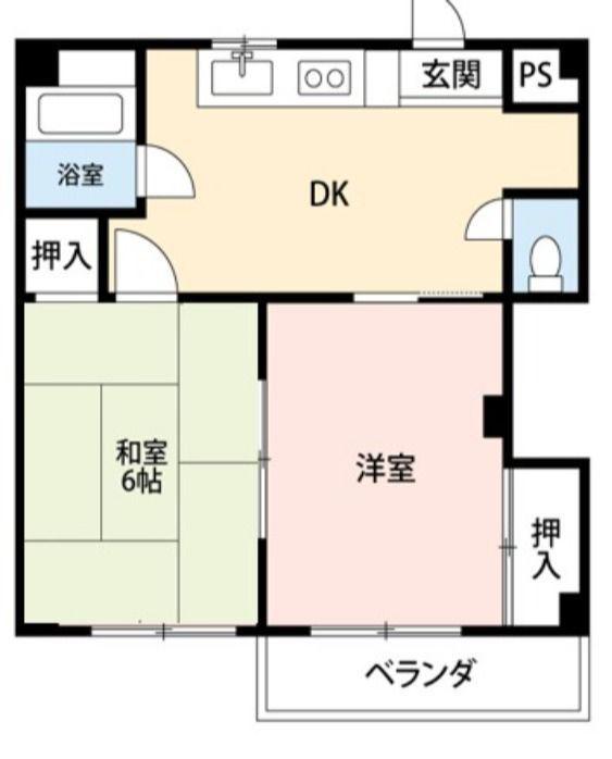 第2アベハウス(2DK/3階)の間取り写真