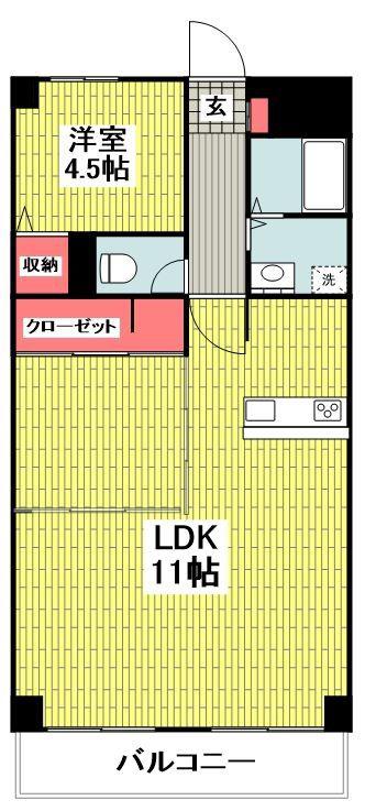 ベルライト青葉台(1SLDK/3階)の間取り写真