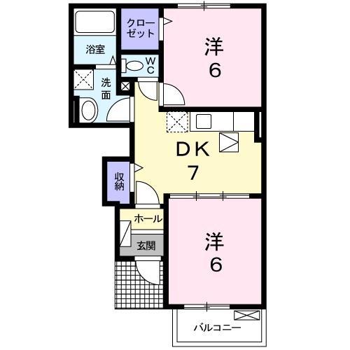シーガーディアンⅠ(2DK/1階)の間取り写真