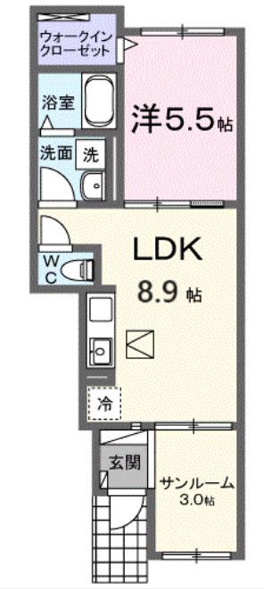 モンレーヴみのり(1LDK/1階)の間取り写真