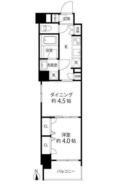 DUOSTAGE白金高輪(1DK/1階)の間取り写真