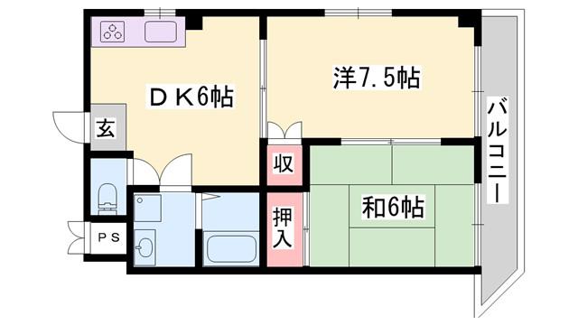 PERFECTLIFE姫路(2DK/3階)の間取り写真