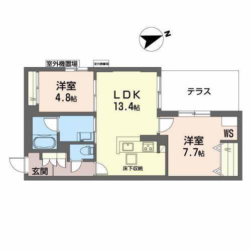 SHAMAISON 五社 ウエスト(2LDK/1階)の間取り写真