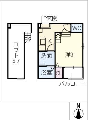 アクアマリン志賀本通(1K/1階)の間取り写真