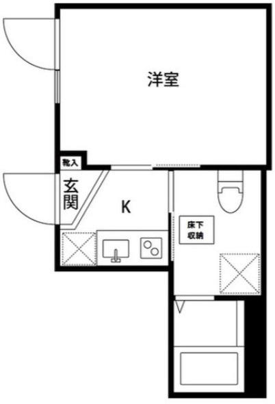 MOMO17白金(1K/1階)の間取り写真