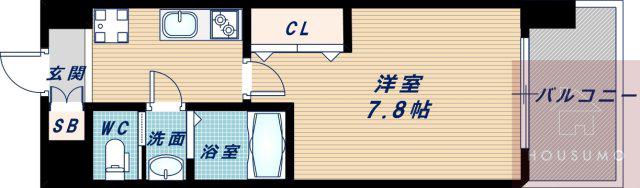 LUXE新大阪I(1K/8階)の間取り写真