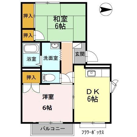 ルミネハイツ(2DK/2階)の間取り写真