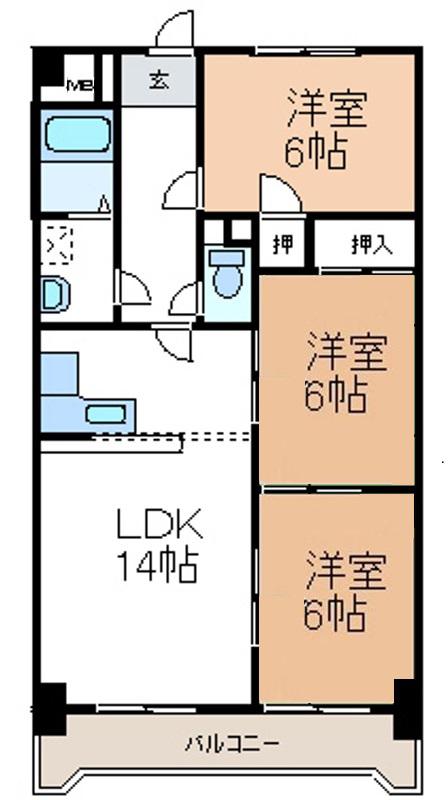 パールスクエア(3LDK/4階)の間取り写真