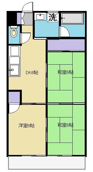 メルシーハイツ飯田K棟(3DK/2階)の間取り写真
