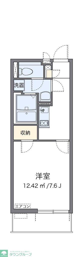 クレイノ氷川の杜(1K/2階)の間取り写真