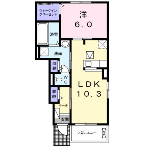 スターブル小和田 I(1LDK/1階)の間取り写真