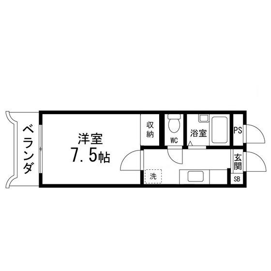 コーポしんし(1K/3階)の間取り写真