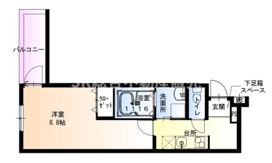 フジパレス東花園イースト(1K/1階)の間取り写真