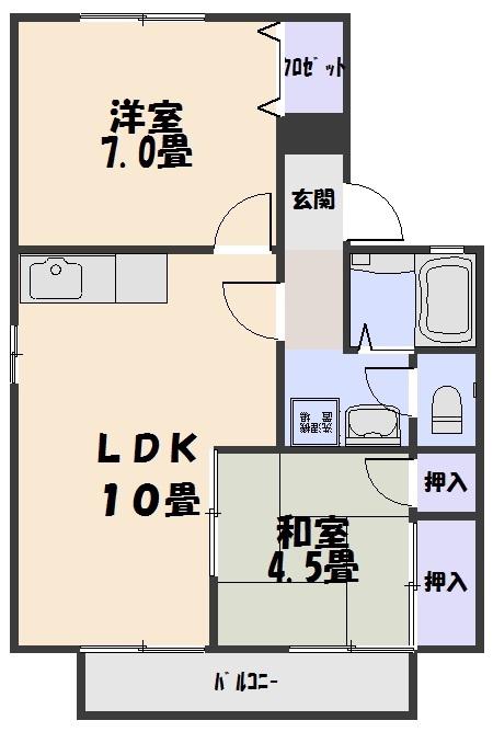 ジョイコート21(2LDK/2階)の間取り写真