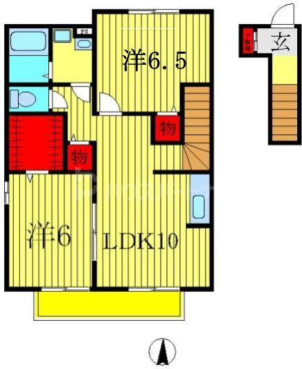 グリーンヴィラカラビナR(2LDK/2階)の間取り写真