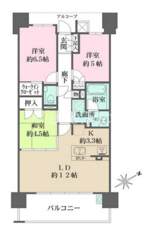 ザ・パークハウス阿倍野三明町(3LDK/11階)の間取り写真