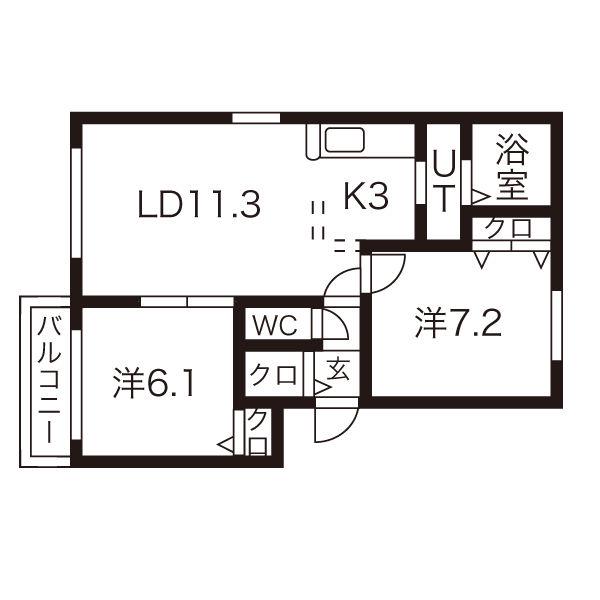 グランシャリオ(2LDK/3階)の間取り写真