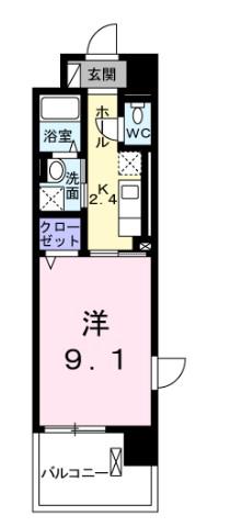 プラシード(1K/5階)の間取り写真
