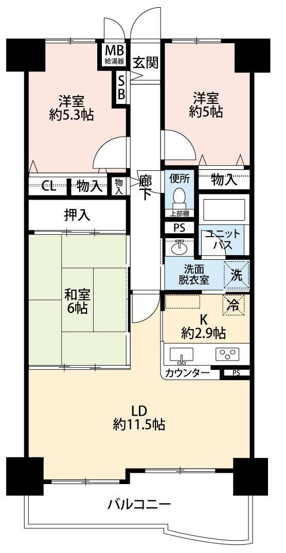 エクセランス大久保II番館(3LDK/2階)の間取り写真