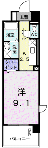 ニューカレント(1K/1階)の間取り写真