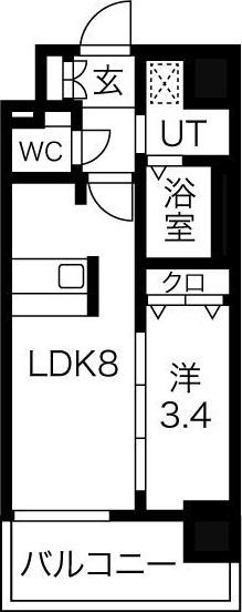 ディアレイシャス尾頭橋(1LDK/6階)の間取り写真