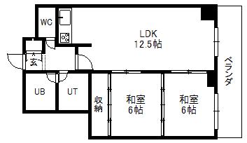 メゾンプリヴェ旭山公園通(2LDK/8階)の間取り写真