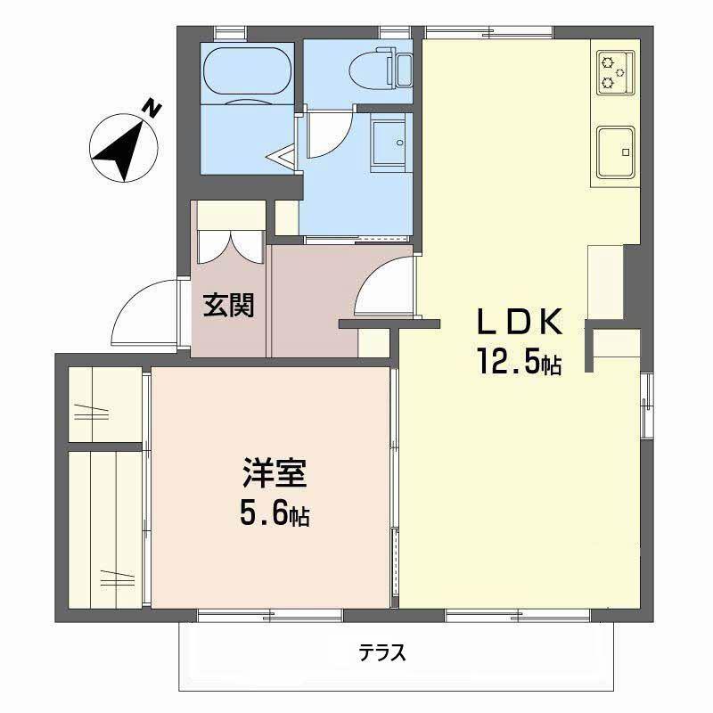 サンフォルテA棟(1LDK/1階)の間取り写真