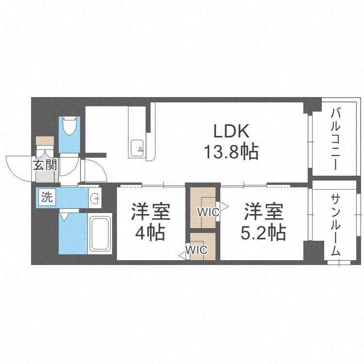 エルグランド春日(2LDK/3階)の間取り写真