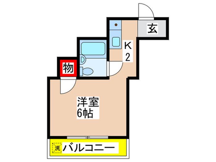 グリーンヒルⅢ(1K/2階)の間取り写真