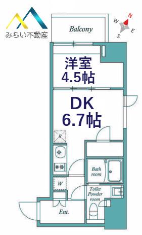 ラクレイス横濱関内(1DK/10階)の間取り写真