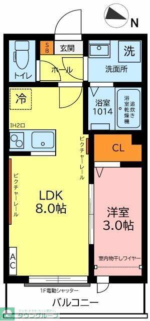 ガーデンヒルズ宮原(1LDK/1階)の間取り写真