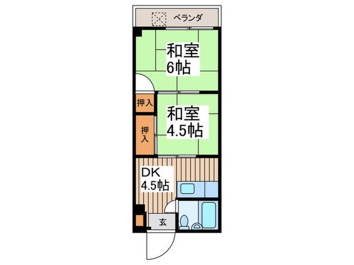 天王マンション(2DK/1階)の間取り写真